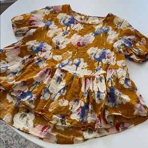 SHEIN short sleeve top mustard floral